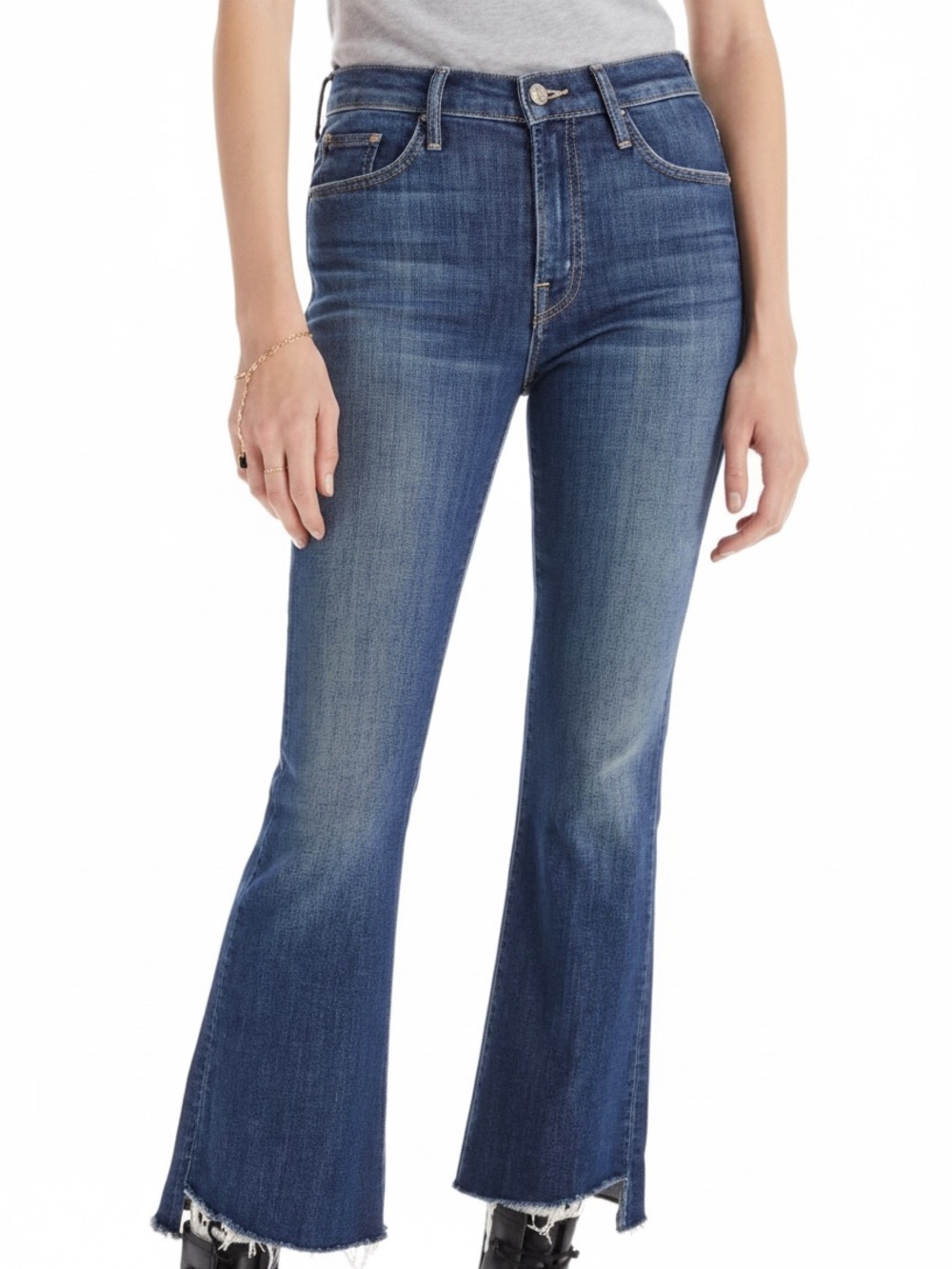MOTHER The Insider Crop Step Fray Girl Crush High Rise Jeans Blue Size 29